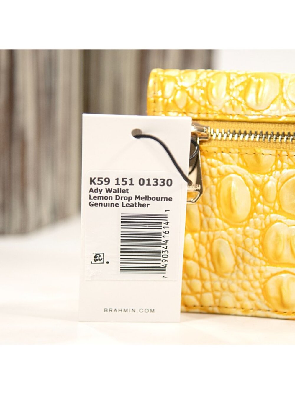 Brahmin Lemon Drop Ombre Melbourne Embossed Leather Ady Bifold Wallet NWT - Picture 4 of 5